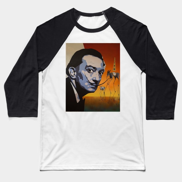 Dali Baseball T-Shirt by lilyvtattoos